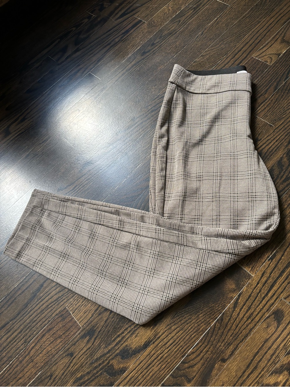 Plaid Tailored Women's Trousers — Taupe